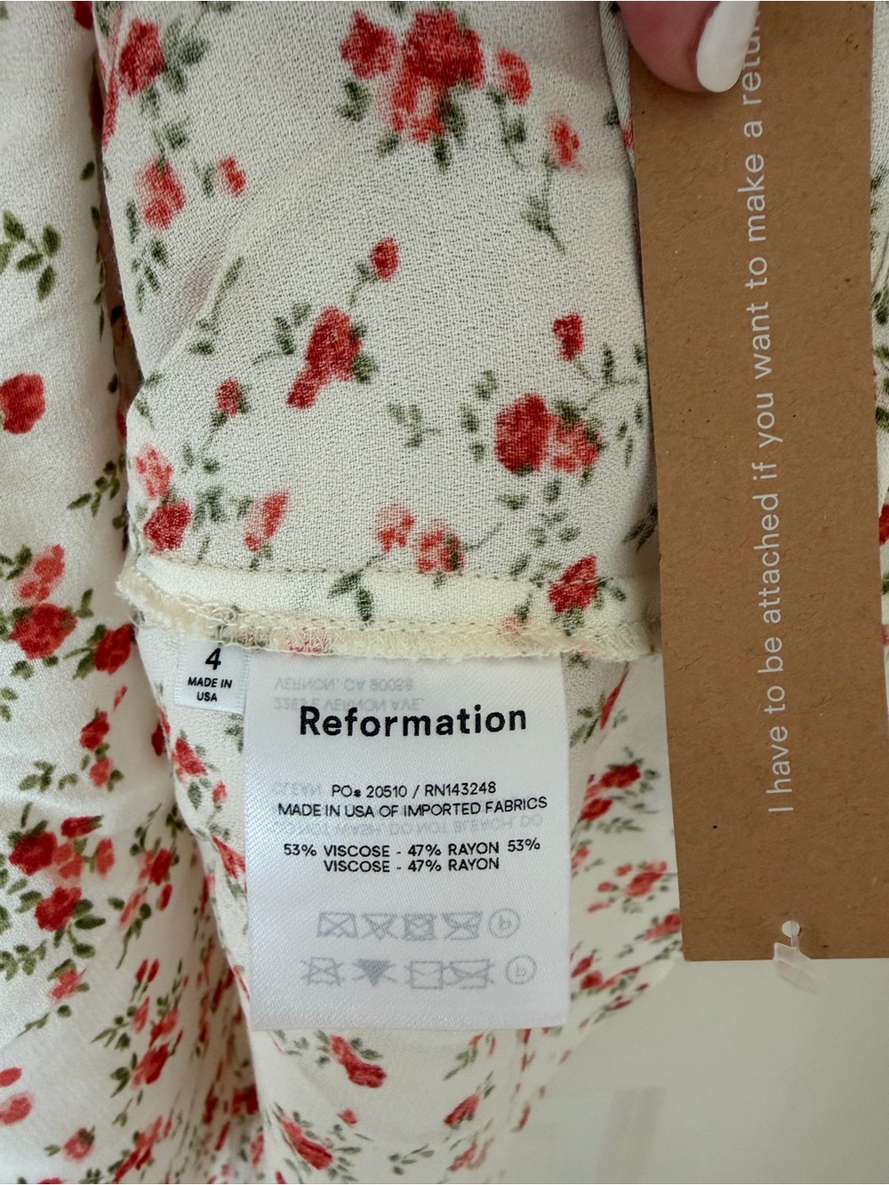 Reformation Marina White Mini Dress with Pink and Red Floral Print - Picture 6 of 7